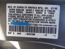2005 HONDA CIVIC 2DOOR COUPE EX GRAY 1.7 AT A19091
